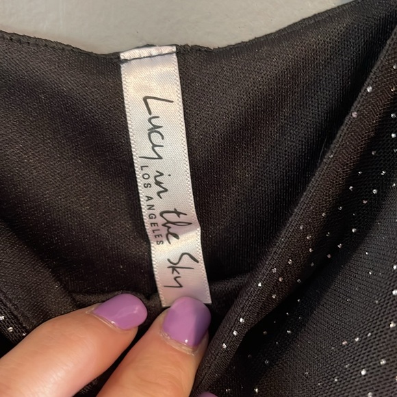 Lucy in the Sky Black Ruched Mini‎ Dress Size L - Picture 4 of 6